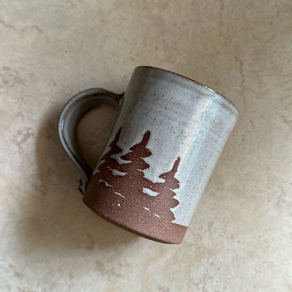 Handmade PEI Ceramic Artisan Mug, Tree motif